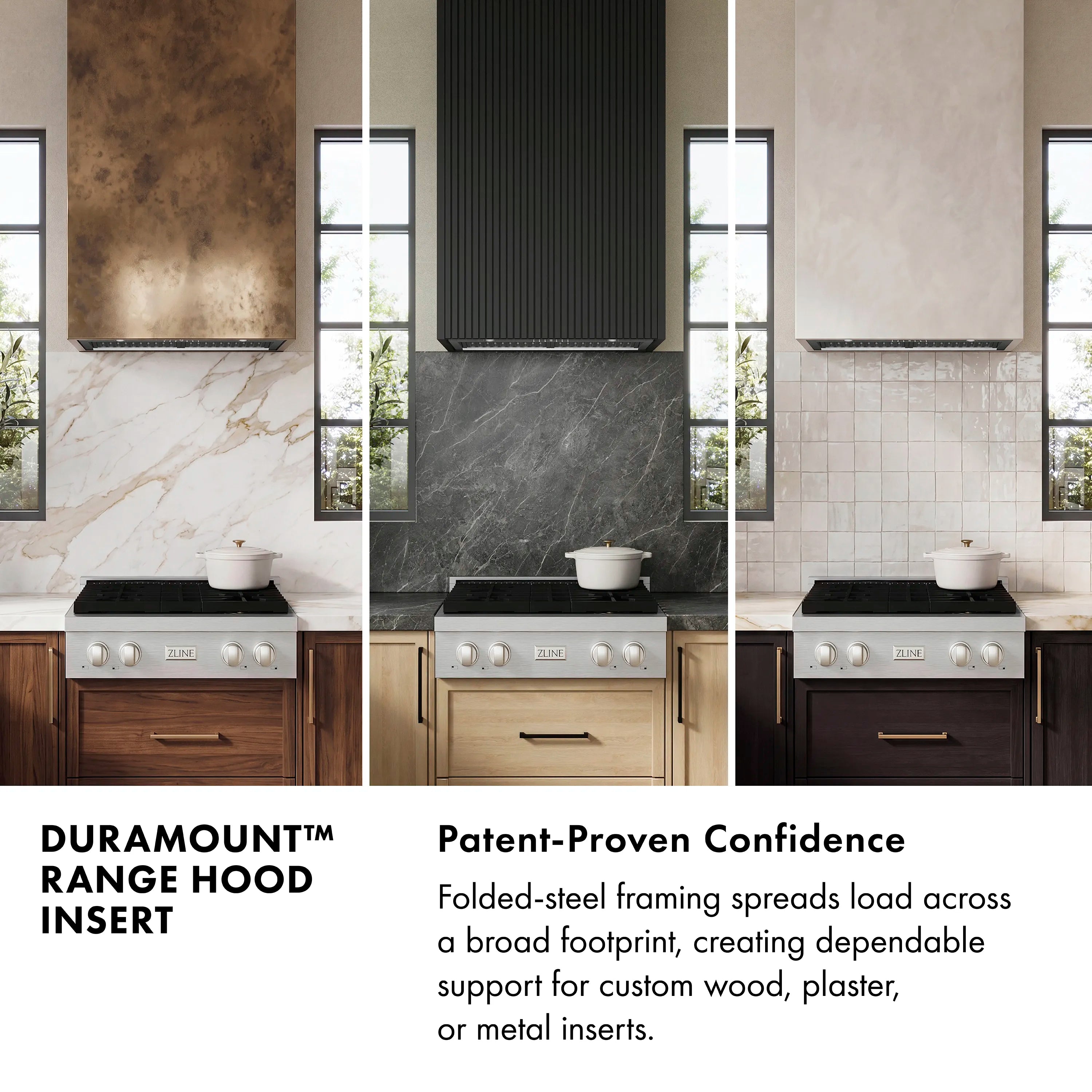ZLINE DuraMount wall mount range hood insert in stainless steel