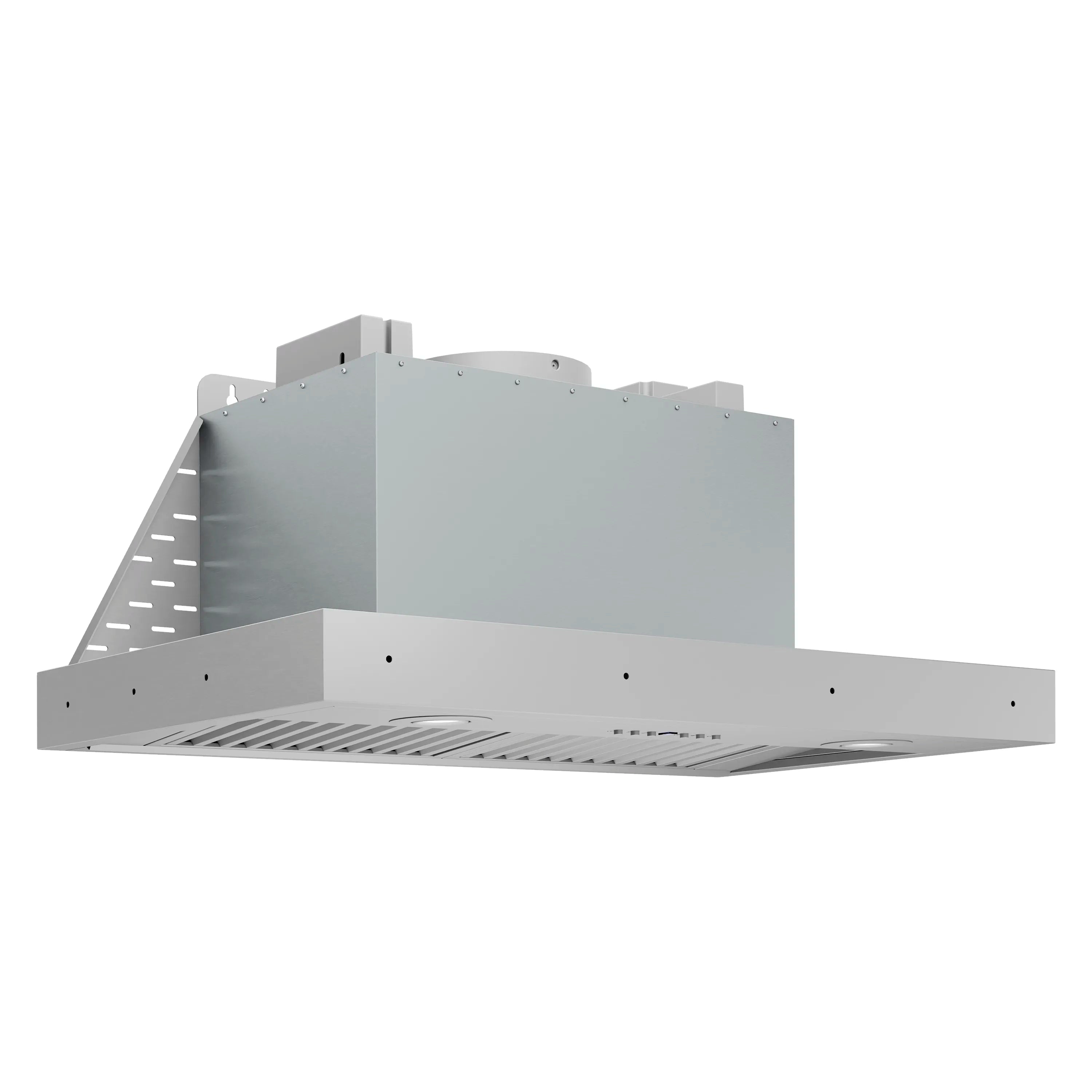 Stainless steel range hood insert underside with vented filter grille