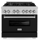 ZLINE 36-inch Legacy Series Dual Fuel Range in Fingerprint Resistant DuraSnow® Stainless with Black Matte Door (RAS-BLM-36)