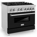 ZLINE 36-inch Legacy Series Dual Fuel Range in Fingerprint Resistant DuraSnow® Stainless with Black Matte Door (RAS-BLM-36)