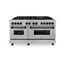 ZLINE Legacy Series Autograph Edition 60-inch Dual Fuel Range with Gas Stove and 7.4 Cu. Ft. Electric Oven in Fingerprint Resistant Satin Stainless Steel with Matte Black Accents (RASZ-SN-60-MB)