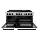 ZLINE Legacy Series Autograph Edition 60-inch Dual Fuel Range with Gas Stove and 7.4 Cu. Ft. Electric Oven in Fingerprint Resistant Satin Stainless Steel with White Matte Door and Matte Black Accents (RASZ-WM-60-MB)