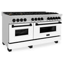 ZLINE Legacy Series Autograph Edition 60-inch Dual Fuel Range with Gas Stove and 7.4 Cu. Ft. Electric Oven in Fingerprint Resistant Satin Stainless Steel with White Matte Door and Matte Black Accents (RASZ-WM-60-MB)