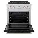 ZLINE 30-Inch 4.2 cu. ft. Paramount Dual Fuel Range with 4 Burner Gas Cooktop and Electric Convection Oven in Satin Stainless Steel with Black Matte Door (SDRS-BLM-30)