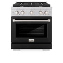 ZLINE 30-Inch 4.2 cu. ft. Paramount Dual Fuel Range with 4 Burner Gas Cooktop and Electric Convection Oven in Satin Stainless Steel with Black Matte Door (SDRS-BLM-30)