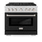 ZLINE 36-Inch 5.2 cu. ft. Paramount Dual Fuel Range with 6 Burner Gas Cooktop and Electric Convection Oven in DuraSnow Stainless Steel with Black Matte Door (SDRS-BLM-36)