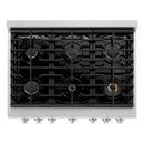 ZLINE 36-Inch 5.2 cu. ft. Paramount Dual Fuel Range with 6 Burner Gas Cooktop and Electric Convection Oven in Satin Stainless Steel with Black Matte Door (SDRS-BLM-36)