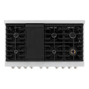ZLINE 48-Inch 6.7 cu. ft. Paramount Double Oven Dual Fuel Range with 8 Burner Gas Cooktop in Satin Stainless Steel with Black Matte Doors (SDRS-BLM-48)