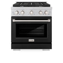 ZLINE 30-Inch 4.2 cu. ft. Paramount Gas Range with 4 Burner Cooktop and Convection Gas Oven in Satin Stainless Steel with Black Matte Door (SGRS-BLM-30)