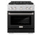 ZLINE 30-Inch 4.2 cu. ft. Paramount Gas Range with 4 Burner Cooktop and Convection Gas Oven in DuraSnow Stainless Steel with Black Matte Door (SGRS-BLM-30)