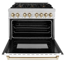 ZLINE Legacy Series Autograph Edition 36-inch Dual Fuel Range with Gas Stove and 4.6 Cu. Ft. Electric Oven in Fingerprint Resistant Satin Stainless Steel with White Matte Door and Gold Accents (RASZ-WM-36-G)