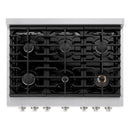 ZLINE 36-Inch 5.2 cu. ft. Paramount Dual Fuel Range with 6 Burner Gas Cooktop and Electric Convection Oven in Satin Stainless Steel (SDRS-36)