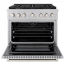 ZLINE 36-Inch 5.2 cu. ft. Paramount Dual Fuel Range with Gas Cooktop and Electric Convection Oven in Satin Stainless Steel with 6 Brass Burners (SDRS-BR-36)