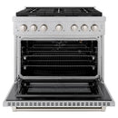 ZLINE 2-Piece Appliance Package - 36-inch Gas Range & Premium Wall Mount Range Hood in Satin Stainless Steel (2KP-SGRSSNRH36)