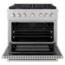 ZLINE 36-Inch Paramount Gas Range with 5.2 cu. ft. Convection Gas Oven in Satin Stainless Steel with 6 Brass Burners (SGRS-BR-36)