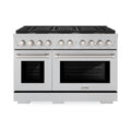 ZLINE 48-Inch Paramount Gas Range with 8 Gas Burners and 6.7 cu. ft. Double Oven in Fingerprint Resistant Satin Stainless Steel (SGRS-BR-48)