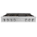 ZLINE 48-Inch Porcelain Rangetop In Satin Stainless Steel With 7 Brass Burners (RTS-BR-48)