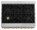 ZLINE Legacy Series Autograph Edition 36-inch Dual Fuel Range with Gas Stove and 4.6 Cu. Ft. Electric Oven in Fingerprint Resistant Satin Stainless Steel with Champagne Bronze Accents (RASZ-SN-36-CB)