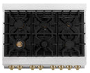 ZLINE Legacy Series Autograph Edition 36-inch Dual Fuel Range with Gas Stove and 4.6 Cu. Ft. Electric Oven in Fingerprint Resistant Satin Stainless Steel with White Matte Door and Champagne Bronze Accents (RASZ-WM-36-CB)
