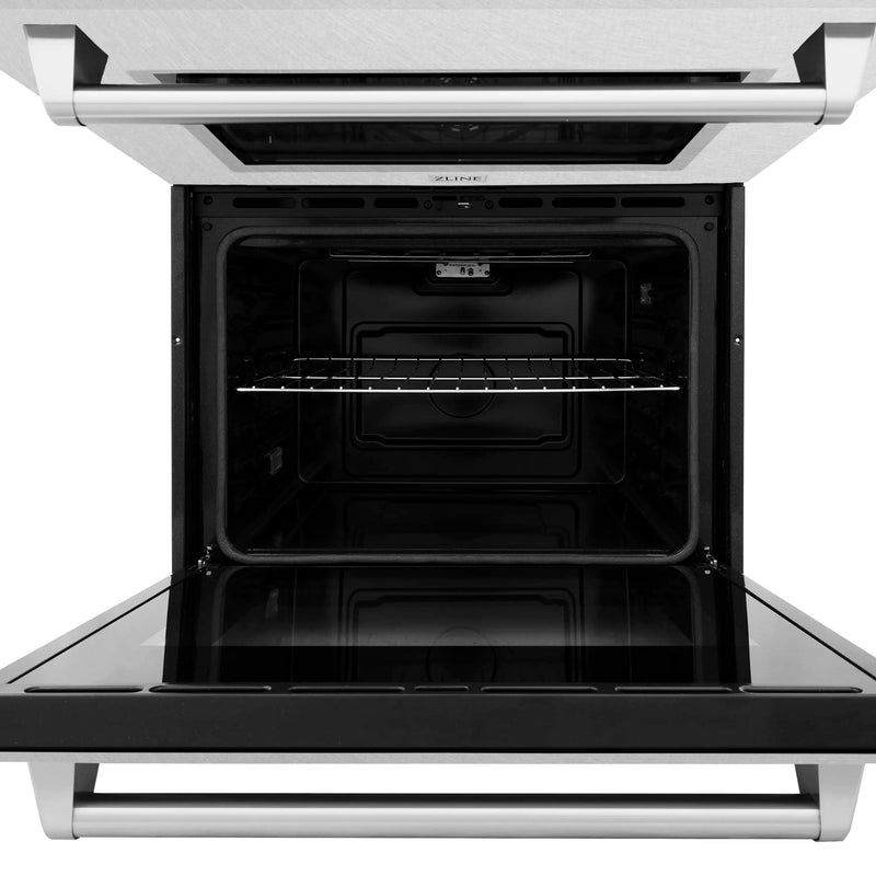 ZLINE 3-Piece Appliance Package - 36-Inch Rangetop, Over-the-Range Microwave Oven, and Double Wall Oven in DuraSnow (3KP-RTSOTR30-AWD)