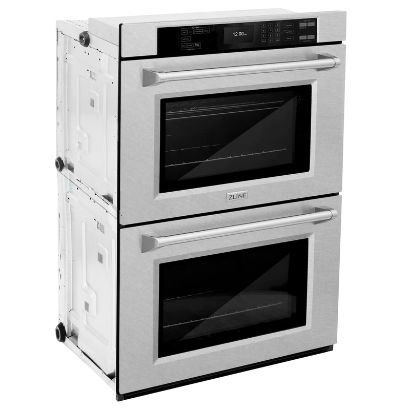 ZLINE 3-Piece Appliance Package - 36-Inch Rangetop, Over-the-Range Microwave Oven, and Double Wall Oven in DuraSnow (3KP-RTSOTR30-AWD)