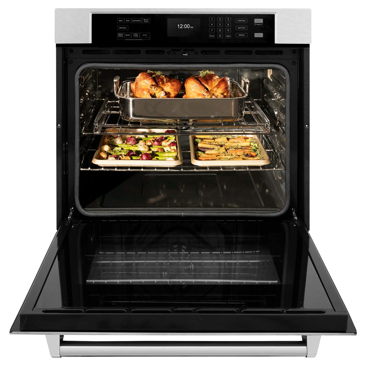 ZLINE 30 in. Professional True Convection Single Wall Oven with Air Fry and Self Clean in Satin Stainless Steel (WASS-30)