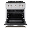 ZLINE 30-Inch 4.2 cu. ft. Paramount Dual Fuel Range with 4 Burner Gas Cooktop and Electric Convection Oven in Satin Stainless Steel with White Matte Door (SDRS-WM-30)