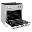 ZLINE 30-Inch 4.2 cu. ft. Paramount Dual Fuel Range with 4 Burner Gas Cooktop and Electric Convection Oven in Satin Stainless Steel with White Matte Door (SDRS-WM-30)