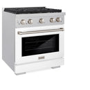 ZLINE 30-Inch 4.2 cu. ft. Paramount Dual Fuel Range with 4 Burner Gas Cooktop and Electric Convection Oven in Satin Stainless Steel with White Matte Door (SDRS-WM-30)