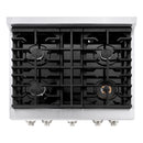 ZLINE 30-Inch 4.2 cu. ft. Paramount Dual Fuel Range with 4 Burner Gas Cooktop and Electric Convection Oven in Satin Stainless Steel with White Matte Door (SDRS-WM-30)