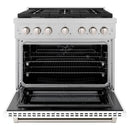 ZLINE 36-Inch 5.2 cu. ft. Paramount Dual Fuel Range with 6 Burner Gas Cooktop and Electric Convection Oven in Satin Stainless Steel with White Matte Door (SDRS-WM-36)