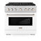 ZLINE 36-Inch 5.2 cu. ft. Paramount Dual Fuel Range with 6 Burner Gas Cooktop and Electric Convection Oven in DuraSnow Stainless Steel with White Matte Door (SDRS-WM-36)