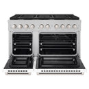 ZLINE 48-Inch 6.7 cu. ft. Paramount Double Oven Dual Fuel Range with 8 Burner Gas Cooktop in Satin Stainless Steel with White Matte Doors (SDRS-WM-48)