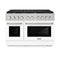 ZLINE 48-Inch 6.7 cu. ft. Paramount Double Oven Dual Fuel Range with 8 Burner Gas Cooktop in DuraSnow Stainless Steel with White Matte Doors (SDRS-WM-48)