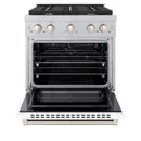 ZLINE 2-Piece Appliance Package - 30-inch Gas Range & Premium Range Hood in Satin Stainless Steel with White (2KP-SGRSWMRH30)