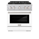 ZLINE 30-Inch Paramount Gas Range with 4 Burner and 4.2 cu. ft. Convection Gas Oven in Satin Stainless Steel with White Matte Door (SGRS-WM-30)