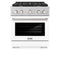 ZLINE 30-Inch Paramount Gas Range with 4 Burner and 4.2 cu. ft. Convection Gas Oven in DuraSnow Stainless Steel with White Matte Door (SGRS-WM-30)