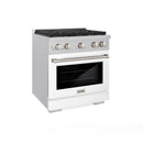 ZLINE 30-Inch Paramount Gas Range with 4 Burner and 4.2 cu. ft. Convection Gas Oven in Satin Stainless Steel with White Matte Door (SGRS-WM-30)