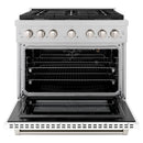 ZLINE 2-Piece Appliance Package - 36-inch Gas Range & Premium Range Hood in Satin Stainless Steel with White (2KP-SGRSWMRH36)