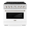 ZLINE 2-Piece Appliance Package - 36-inch Gas Range & Premium Range Hood in Satin Stainless Steel with White (2KP-SGRSWMRH36)
