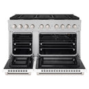 ZLINE 48-Inch Paramount Gas Range with 8 Gas BUrners and 6.7 cu. ft. Double Oven in Fingerprint Resistant Satin Stainless Steel with White Matte Doors (SGRS-WM-48)