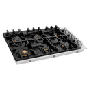 ZLINE 36-Inch Gas Cooktop with 6 Gas Brass Burners and Black Porcelain Top (RC-BR-36-PBT)