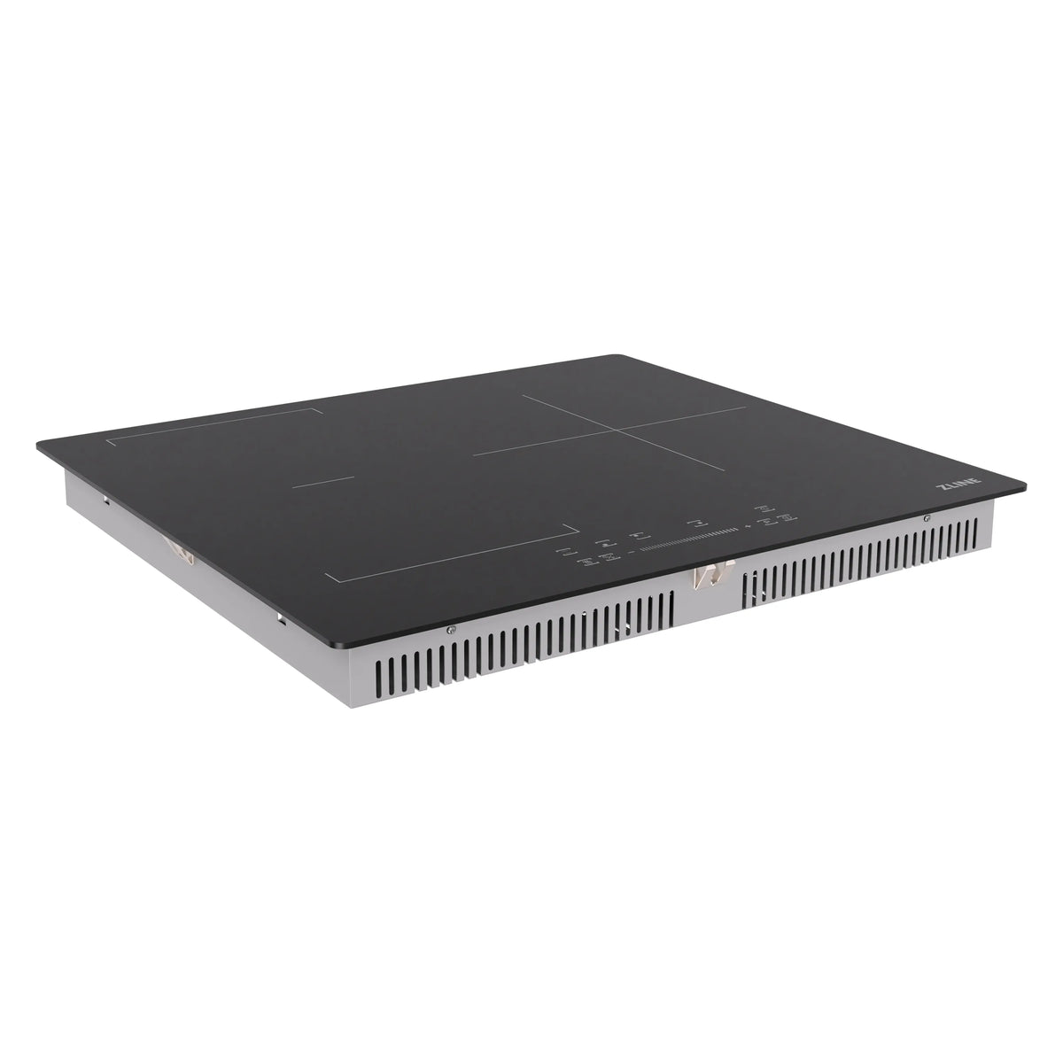 Black induction cooktop with anti-scratch matte glass and three heating zones