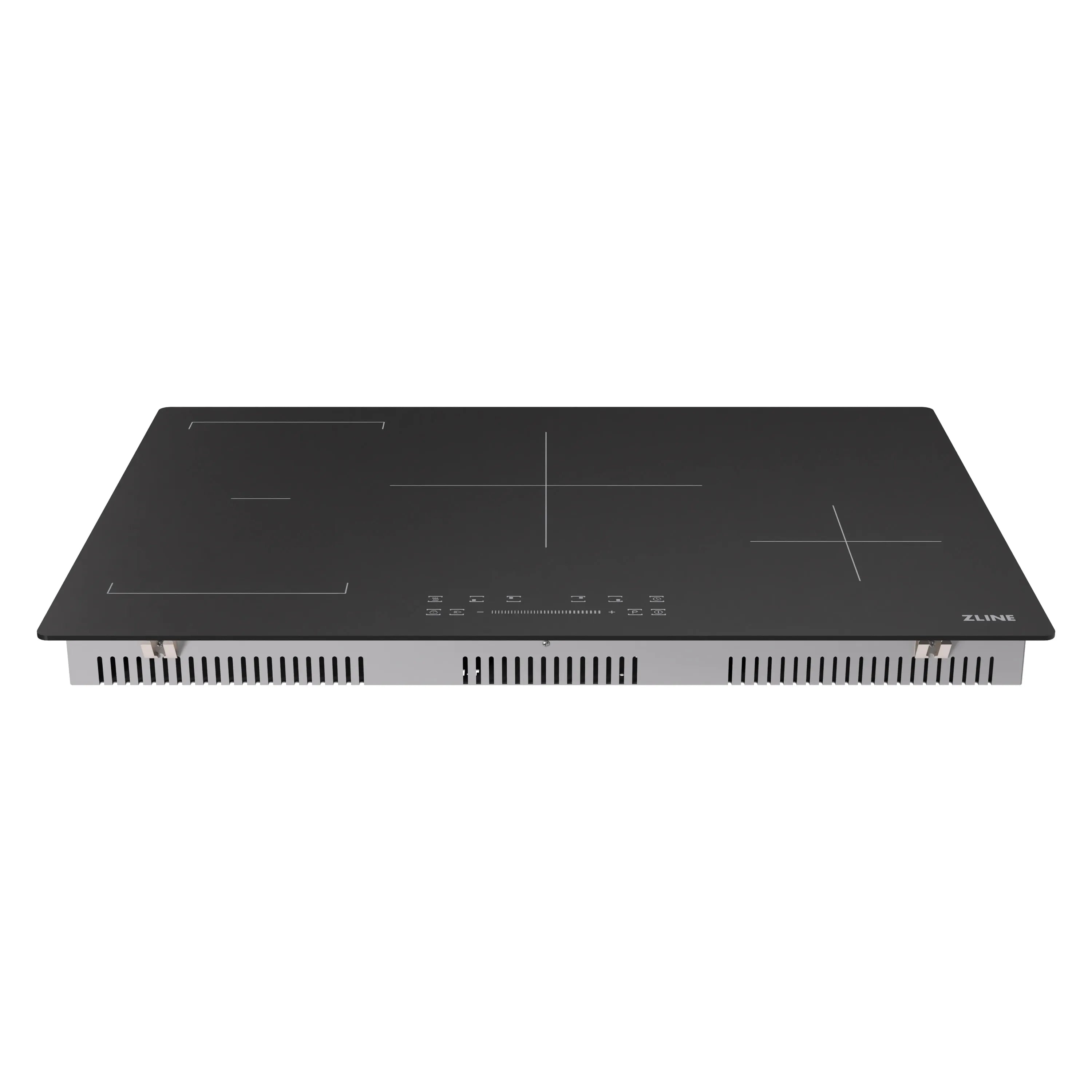 Matte black induction cooktop with touch controls and vented side grilles