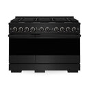 ZLINE 48-Inch 6.7 Cu. Ft. Marino Double Oven Dual Fuel Range with 8 Burner Gas Cooktop in Black Stainless Steel (MDRB-48)