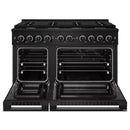 ZLINE 48-Inch 6.7 Cu. Ft. Marino Double Oven Dual Fuel Range with 8 Burner Gas Cooktop in Black Stainless Steel (MDRB-48)