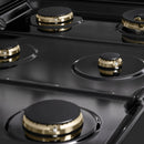 ZLINE Autograph Edition 36-Inch 5.2 Cu. Ft. Marino Dual Fuel Range with 6 Burner Gas Cooktop and Electric Convection Oven in Black Stainless Steel with Champagne Bronze Accents (MDRBZ-36-CB)