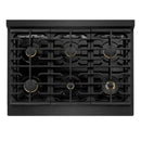 ZLINE Autograph Edition 36-Inch 5.2 Cu. Ft. Marino Dual Fuel Range with 6 Burner Gas Cooktop and Electric Convection Oven in Black Stainless Steel with Champagne Bronze Accents (MDRBZ-36-CB)