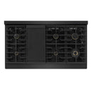 ZLINE Autograph Edition 48-Inch 6.7 Cu. Ft. Marino Double Oven Dual Fuel Range with 8 Burner Gas Cooktop in Black Stainless Steel and Champagne Bronze Accents (MDRBZ-48-CB)