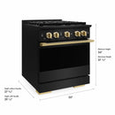 ZLINE Autograph Edition 30-Inch 4.2 Cu. Ft. Marino Dual Fuel Range with 4 Burner DuoPro Cooktop and Electric Convection Oven in Black Stainless Steel and Polished Gold Accents (PMDRBZ-30-G)